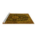 Sideview of Machine Washable Medallion Yellow Traditional Rug, wshtr1828yw