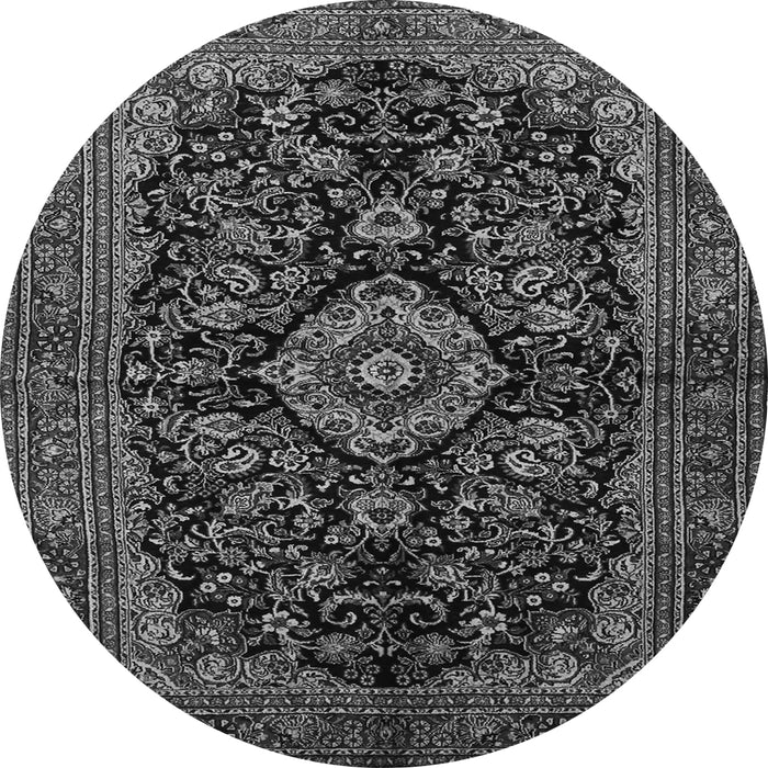 Machine Washable Medallion Gray Traditional Rug, wshtr1828gry