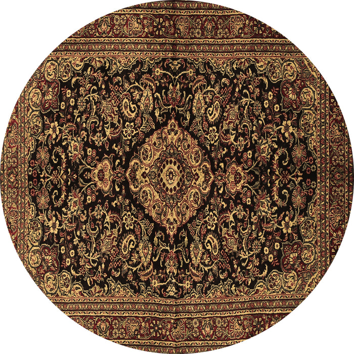 Round Medallion Brown Traditional Rug, tr1828brn