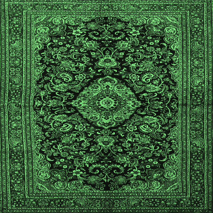 Square Medallion Emerald Green Traditional Rug, tr1828emgrn