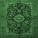 Square Medallion Emerald Green Traditional Rug, tr1828emgrn