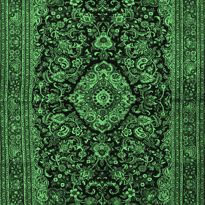 Machine Washable Medallion Emerald Green Traditional Area Rugs, wshtr1828emgrn