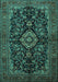 Machine Washable Medallion Turquoise Traditional Area Rugs, wshtr1828turq