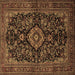 Square Medallion Brown Traditional Rug, tr1828brn