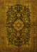 Machine Washable Medallion Yellow Traditional Rug, wshtr1828yw