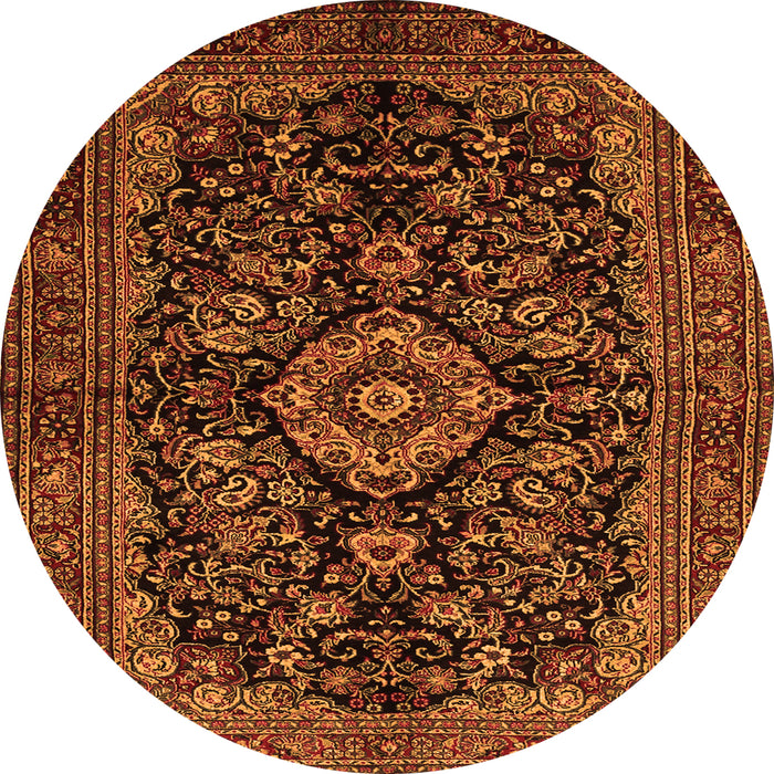 Square Medallion Orange Traditional Rug, tr1828org
