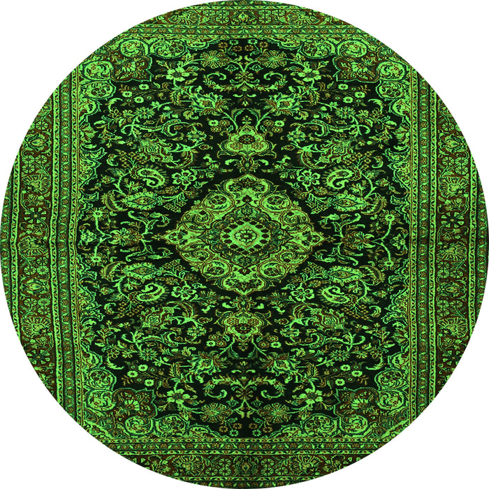 Machine Washable Medallion Green Traditional Area Rugs, wshtr1828grn