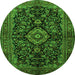 Machine Washable Medallion Green Traditional Area Rugs, wshtr1828grn