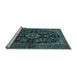 Sideview of Machine Washable Medallion Light Blue Traditional Rug, wshtr1828lblu