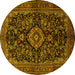 Round Medallion Yellow Traditional Rug, tr1828yw