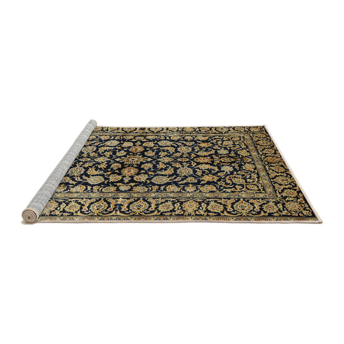 Sideview of Machine Washable Traditional Metallic Gold Rug, wshtr1829