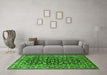 Machine Washable Persian Green Traditional Area Rugs in a Living Room,, wshtr1829grn