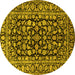 Round Persian Yellow Traditional Rug, tr1829yw