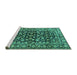 Sideview of Machine Washable Persian Turquoise Traditional Area Rugs, wshtr1829turq