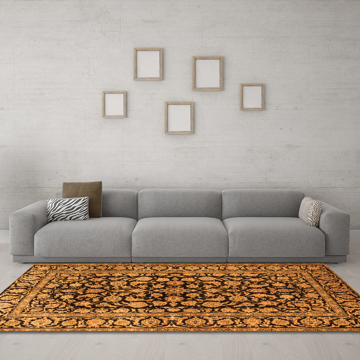 Machine Washable Persian Orange Traditional Area Rugs in a Living Room, wshtr1829org