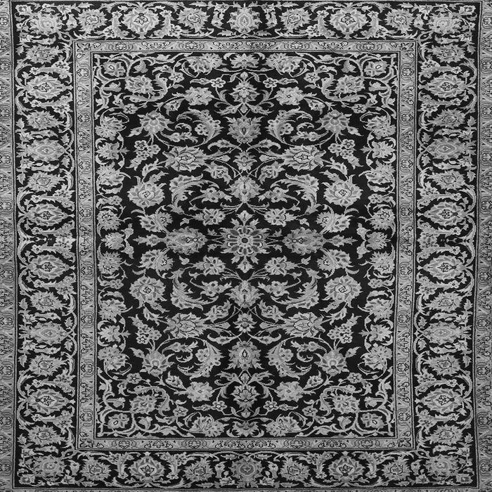 Round Machine Washable Persian Gray Traditional Rug, wshtr1829gry