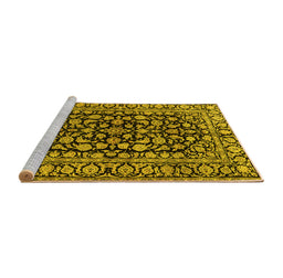 Sideview of Machine Washable Persian Yellow Traditional Rug, wshtr1829yw