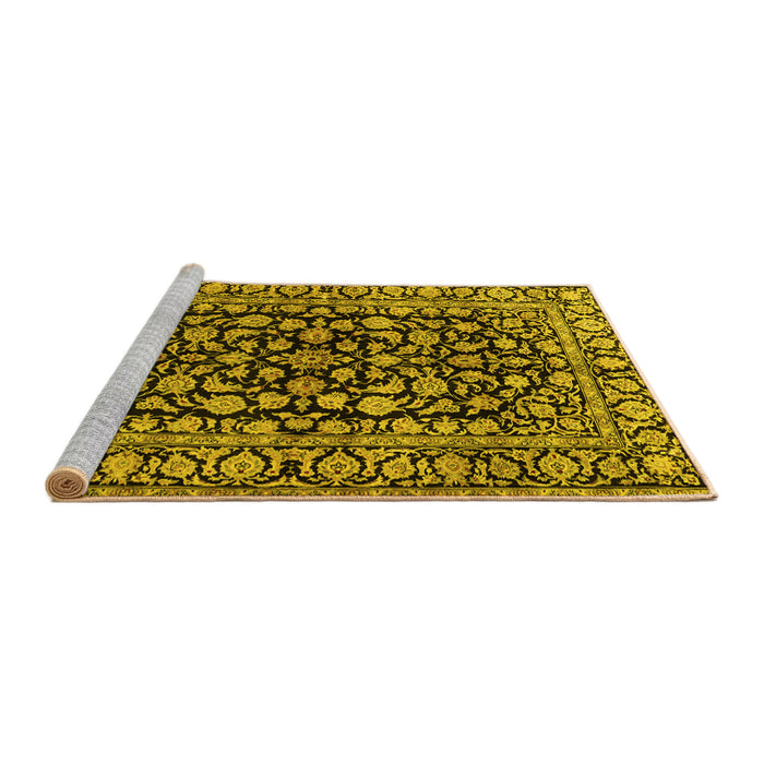 Sideview of Machine Washable Persian Yellow Traditional Rug, wshtr1829yw