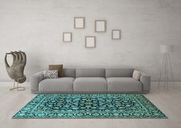 Machine Washable Persian Light Blue Traditional Rug in a Living Room, wshtr1829lblu
