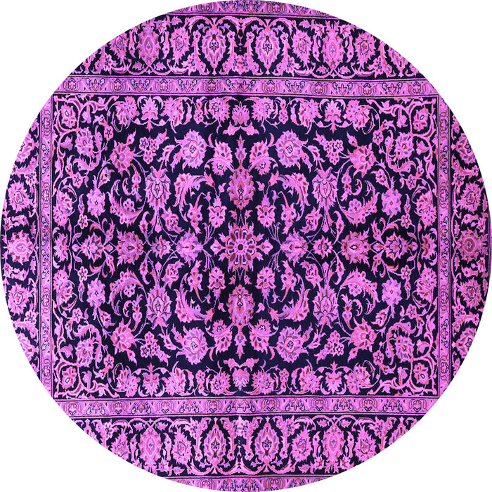 Round Machine Washable Persian Purple Traditional Area Rugs, wshtr1829pur