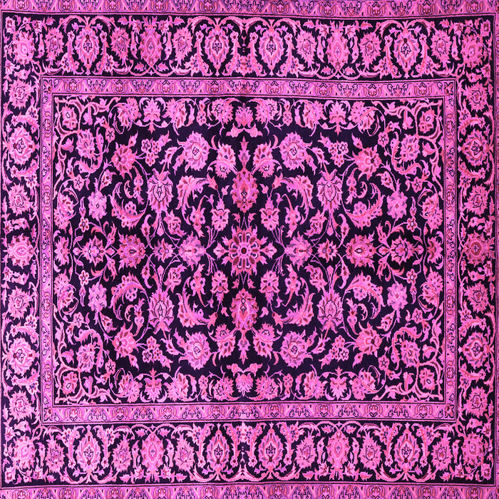 Square Machine Washable Persian Pink Traditional Rug, wshtr1829pnk