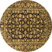 Round Persian Brown Traditional Rug, tr1829brn