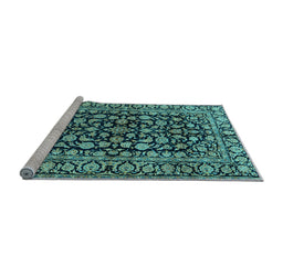 Sideview of Machine Washable Persian Light Blue Traditional Rug, wshtr1829lblu