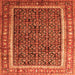 Round Machine Washable Persian Orange Traditional Area Rugs, wshtr182org