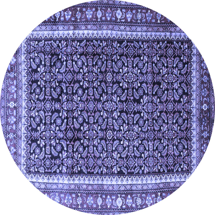 Round Machine Washable Persian Blue Traditional Rug, wshtr182blu