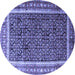 Round Machine Washable Persian Blue Traditional Rug, wshtr182blu