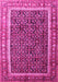 Machine Washable Persian Pink Traditional Rug, wshtr182pnk