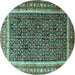 Round Persian Turquoise Traditional Rug, tr182turq