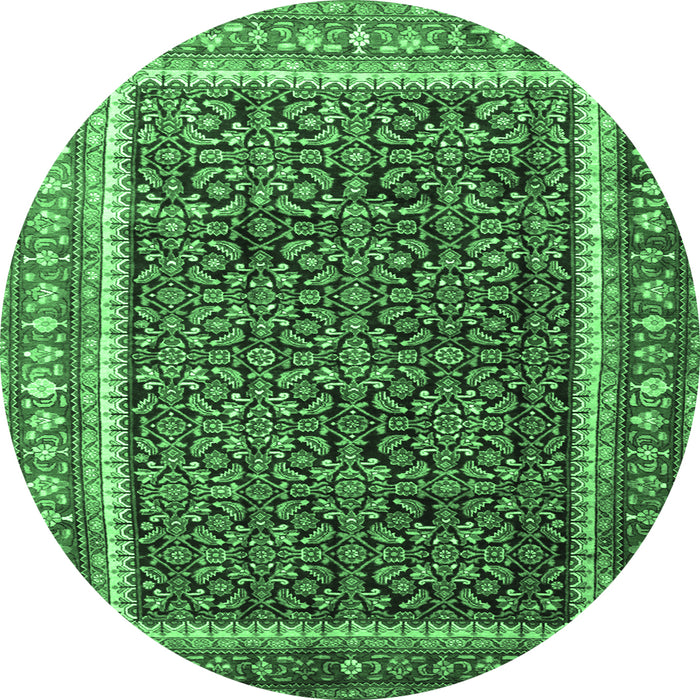 Round Machine Washable Persian Emerald Green Traditional Area Rugs, wshtr182emgrn