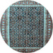 Round Machine Washable Persian Light Blue Traditional Rug, wshtr182lblu