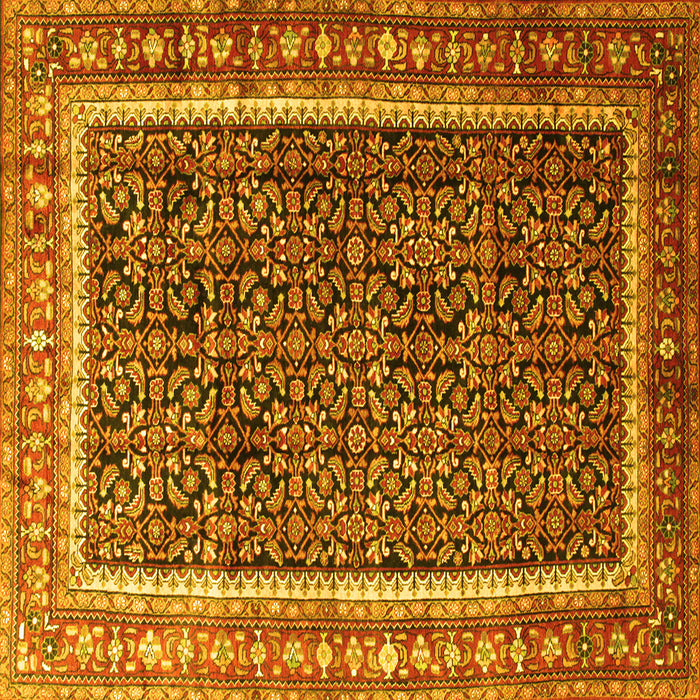 Square Machine Washable Persian Yellow Traditional Rug, wshtr182yw