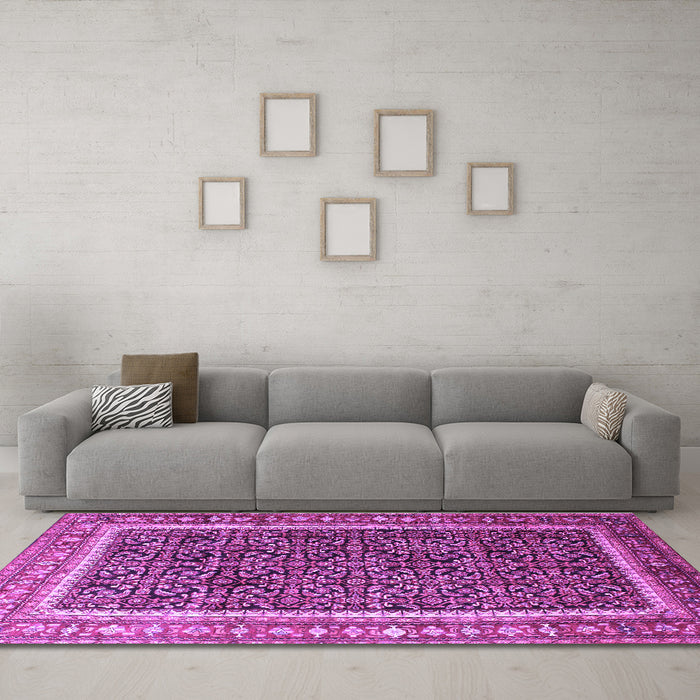Machine Washable Persian Purple Traditional Area Rugs in a Living Room, wshtr182pur