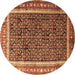 Round Machine Washable Persian Brown Traditional Rug, wshtr182brn