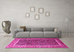 Machine Washable Persian Pink Traditional Rug in a Living Room, wshtr182pnk