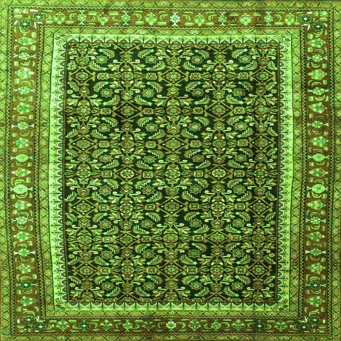 Round Machine Washable Persian Green Traditional Area Rugs, wshtr182grn