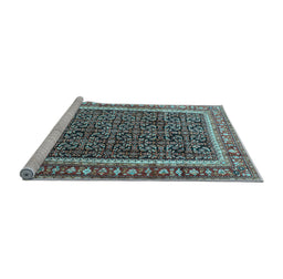 Sideview of Machine Washable Persian Light Blue Traditional Rug, wshtr182lblu