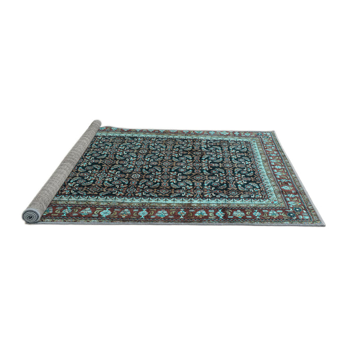 Sideview of Machine Washable Persian Light Blue Traditional Rug, wshtr182lblu