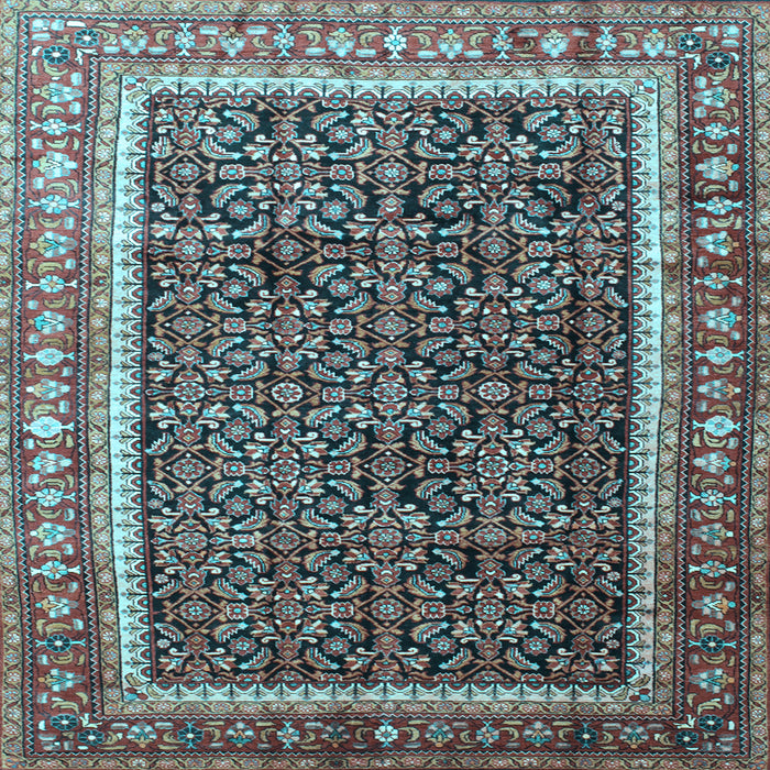 Square Machine Washable Persian Light Blue Traditional Rug, wshtr182lblu