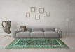 Machine Washable Persian Turquoise Traditional Area Rugs in a Living Room,, wshtr182turq