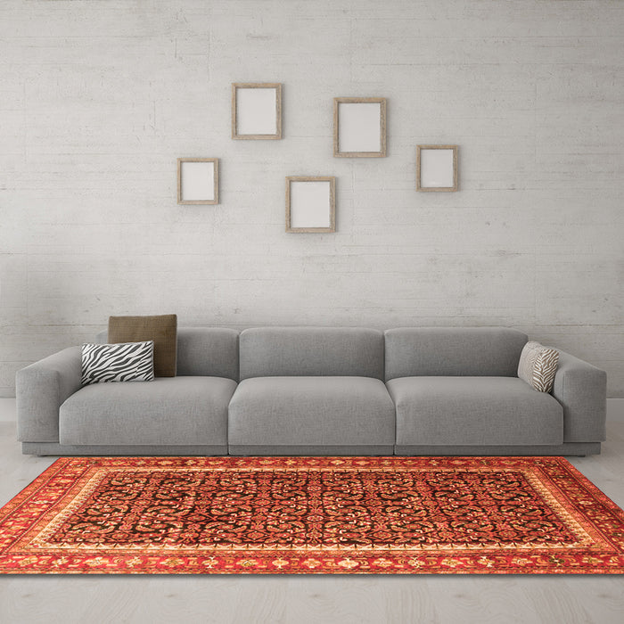Machine Washable Persian Orange Traditional Area Rugs in a Living Room, wshtr182org