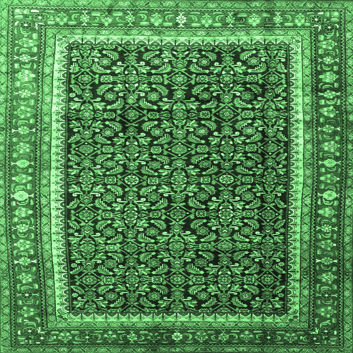 Square Machine Washable Persian Emerald Green Traditional Area Rugs, wshtr182emgrn
