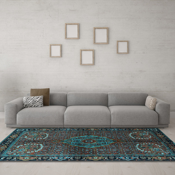 Machine Washable Persian Light Blue Traditional Rug in a Living Room, wshtr1830lblu