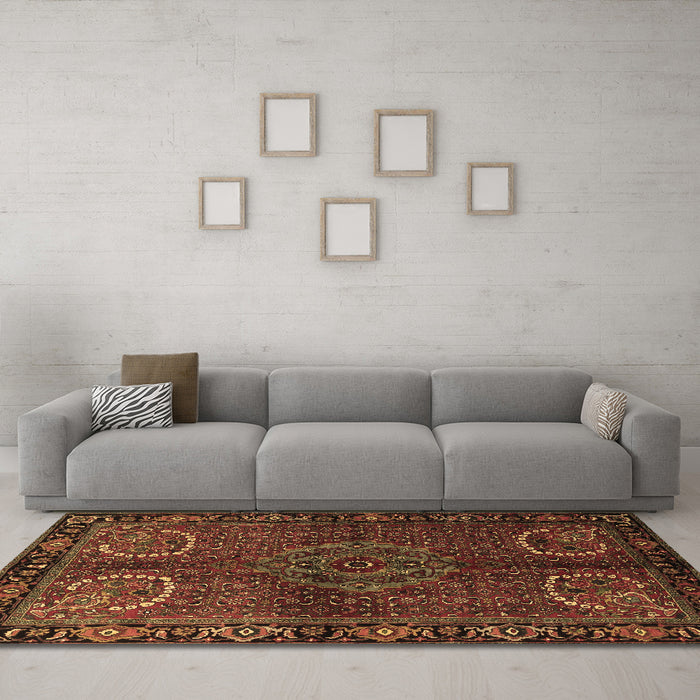 Machine Washable Persian Brown Traditional Rug in a Living Room,, wshtr1830brn