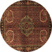 Round Machine Washable Persian Brown Traditional Rug, wshtr1830brn