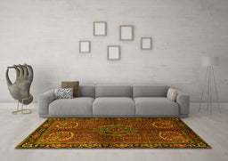 Machine Washable Persian Yellow Traditional Rug in a Living Room, wshtr1830yw