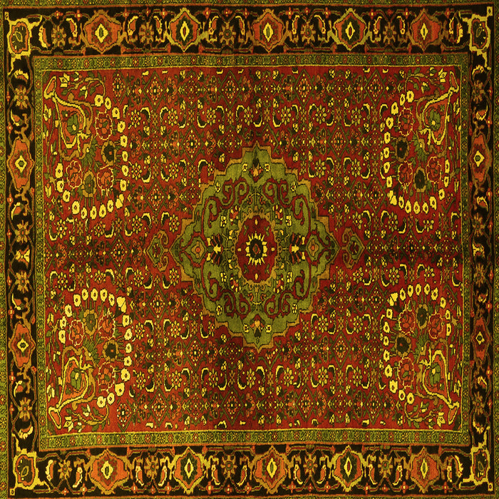 Square Machine Washable Persian Yellow Traditional Rug, wshtr1830yw